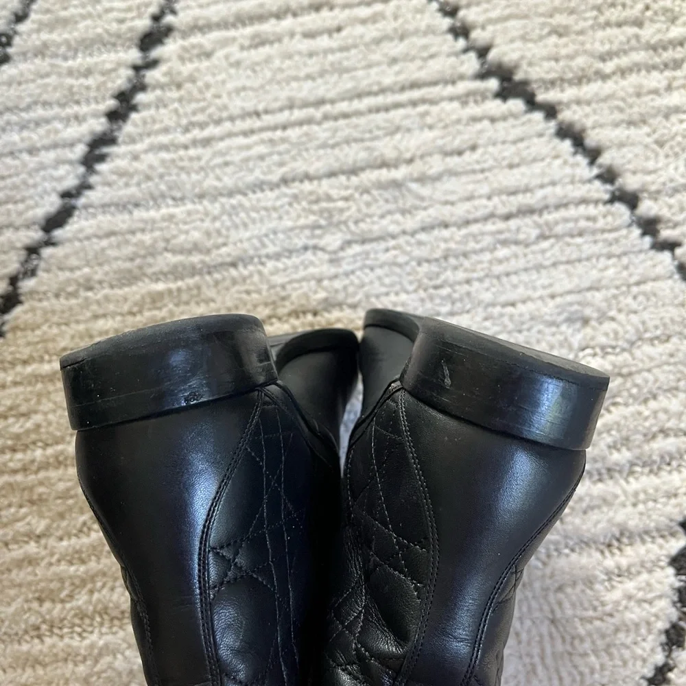 Dior Black Quilted Ankle Boots with Buckles